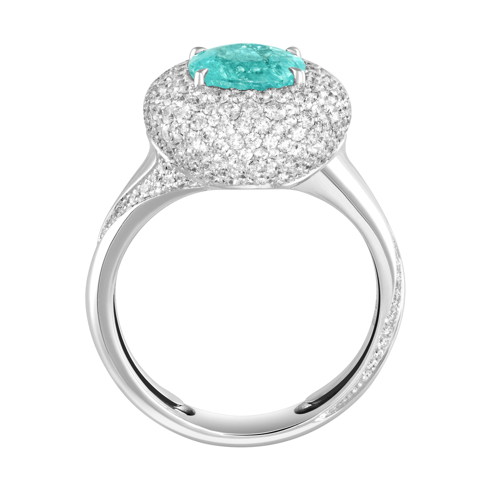 Кольцо с Турмалином Параиба и Бриллиантами, R0146-2/1