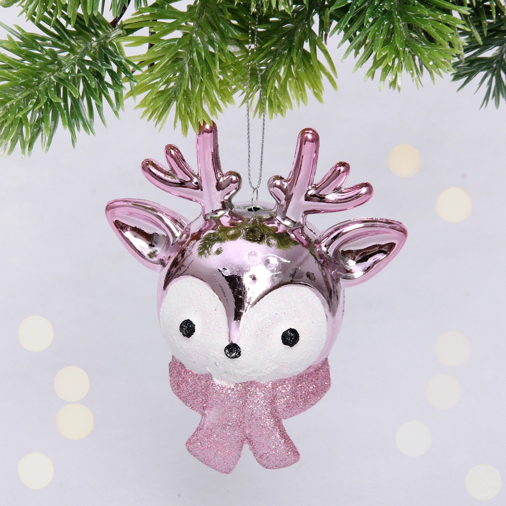 Елочная игрушка «Новогодний олененок» 7*11*10,5 см, розовый