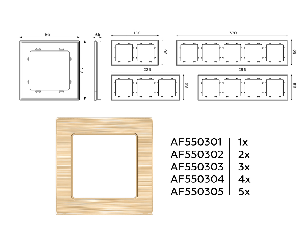 AF550302 Рамка ALFA Platos (Шампань Металл шлифованный) 2-ая