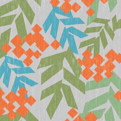 Геометрические гроздья рябины на сером