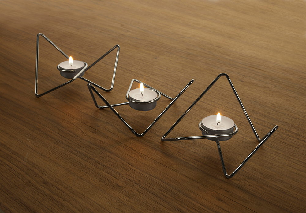 Набор подсвечников black+blum, tri-angular loop, хром, 3 шт.