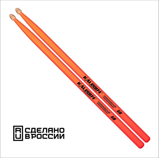 Барабанные палочки, граб, флуоресцентные, Kaledin Drumsticks 5B 7KLHBOR5B