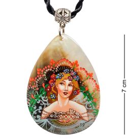 ШК-55/ 80-D Кулон из перламутра «Альфонс Муха»