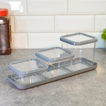 Набор емкостей для сыпучих 3шт (0,4л, 0,6л, 0,9л) на подставке "Cubbo Scandi", серый