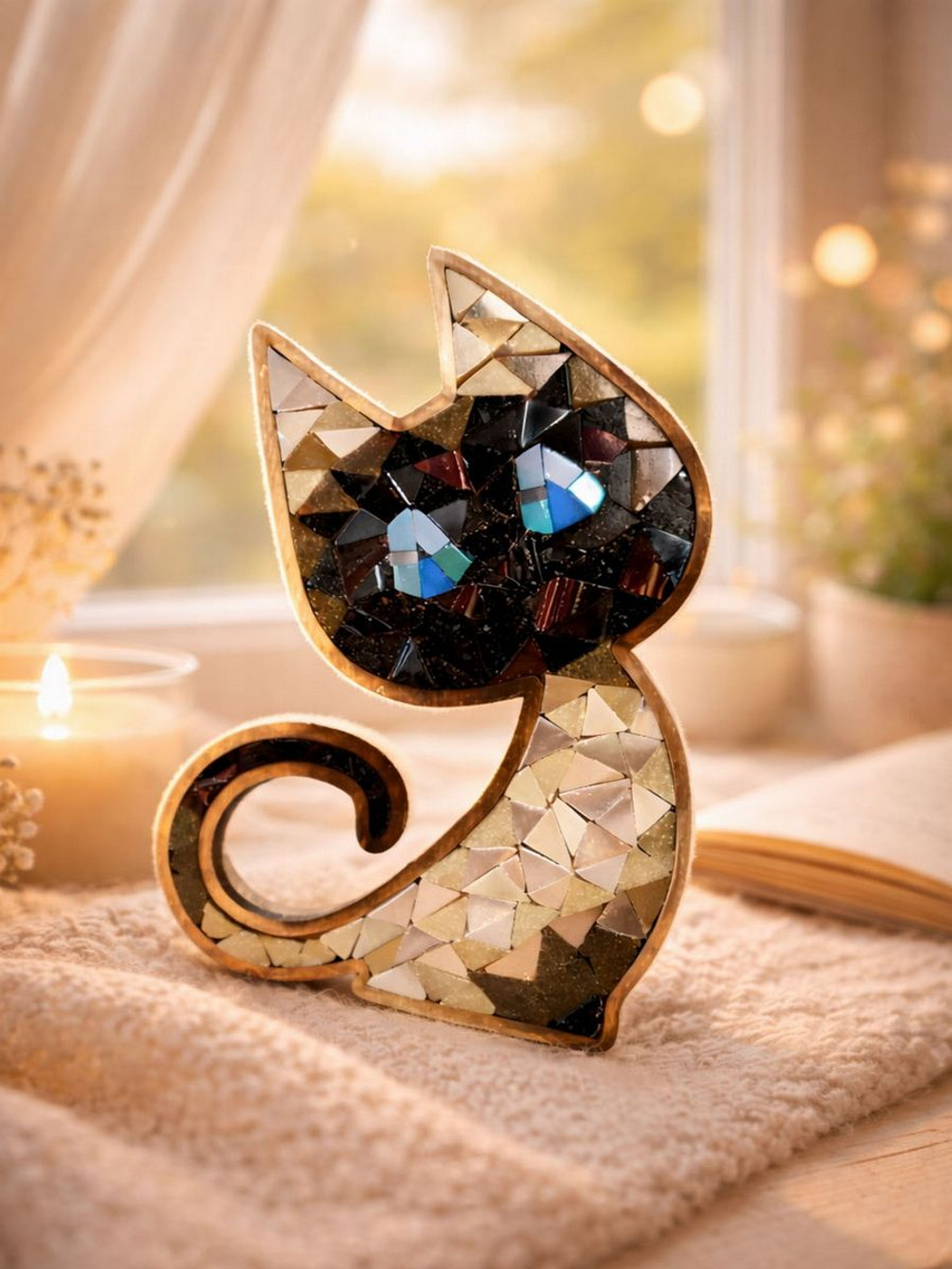 Набор для творчества мозаика стеклянная Розовый Кот 18 см.