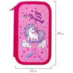 Пенал ПИФАГОР, 2 отделения, ламинированный картон, блестки, 19х11 см, "UNICORN", 229155