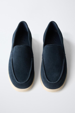 ZARA ЗАМШЕВЫЕ ТОПСАЙДЕРЫ, МОРСКОЙ СИНИЙ