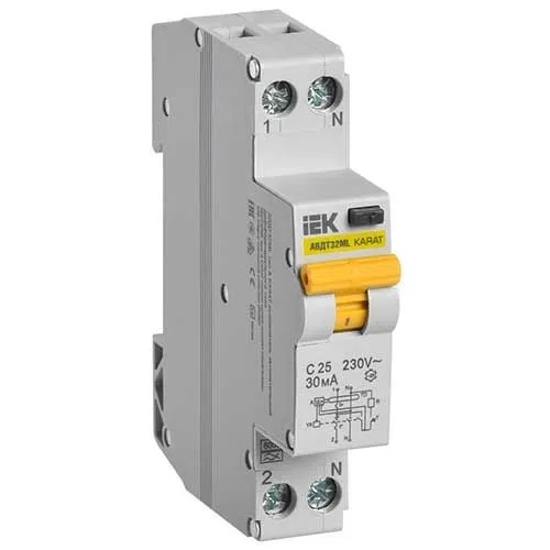 УЗО 2Р 25А C тип A 30мА 6кА 1мод автоматический выключатель
