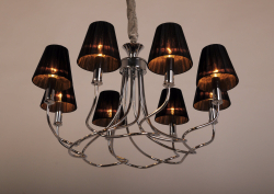 Подвесная люстра Abrasax Anke с абажурами из ткани, 8 ламп, площадь освещения 18 кв м