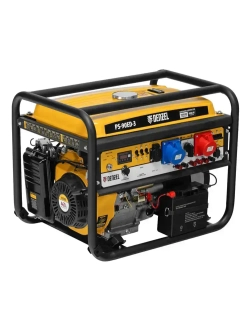 Генератор бензиновый DENZEL PS 90 ED-3, 9 кВт и 460 см3 объем двигателя, 230/400 В и 25 л топливного бака, электростартер и блок AVR, 3 розетки и силовые клеммы, трехфазный 946944