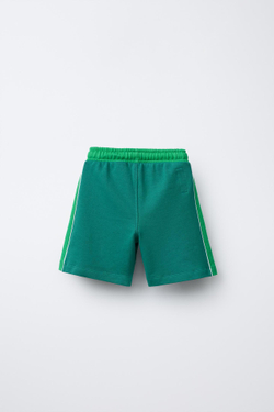 ZARA ШОРТЫ ИЗ МЯГКОЙ ТКАНИ С ПРИНТОМ PRINCE ®, ЗЕЛЕНЫЙ