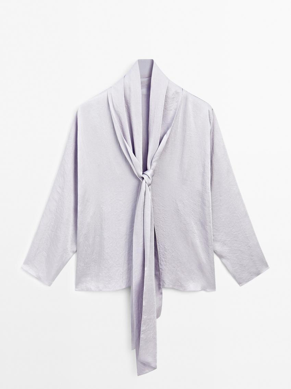 Massimo Dutti Свободная рубашка с глубоким вырезом на спине, пурпурный