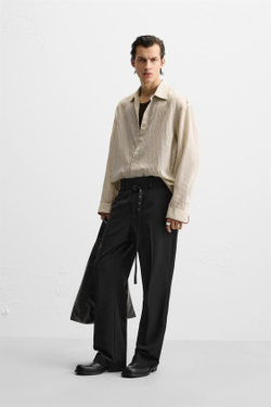 ZARA СТРУЯЩАЯСЯ РУБАШКА В ПОЛОСКУ, БЕЖЕВЫЙ