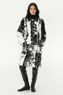 ZARA ШУБА С АНИМАЛИСТИЧЕСКИМ ПРИНТОМ — THE ITEM ZARA WOMAN, ЧЕРНЫЙ/БЕЛЫЙ