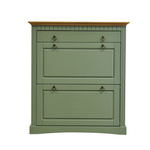 Обувница для прихожей, 87х21х97, Неаполь, тумба для обуви в прихожую, 2 двери 1 ящик, сосна, зеленый эвкалипт, Dipriz