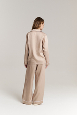 Брюки из тенселя с кантом песочные