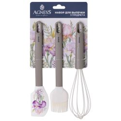 НАБОР: ВЕНЧИК, ЛОПАТКА, КИСТОЧКА AGNESS, 3 ПРЕДМЕТА, СЕРИЯ "IRISES"