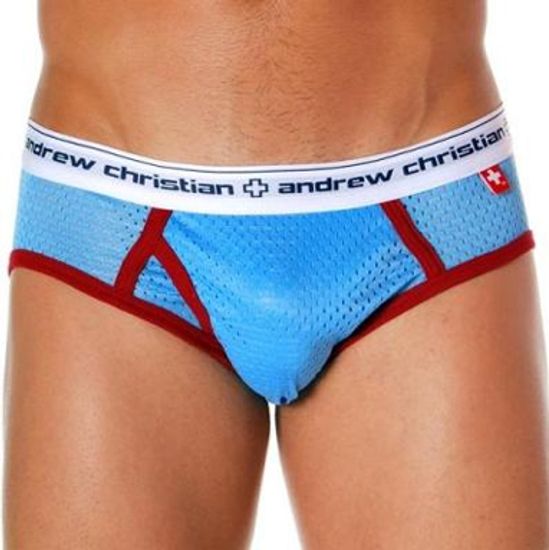 Мужские спортивные  брифы Andrew Christian Blue Sport Mesh Brief ART128