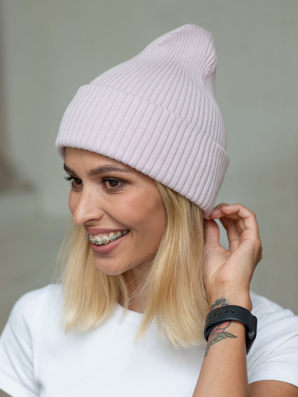 Шапка вязаная весенняя/осенняя МУЛА (Сакура)