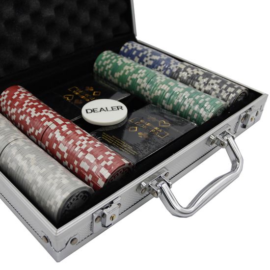 Фабрика Покера: Набор из 200 фишек для покера с номиналом в серебристом кейсе