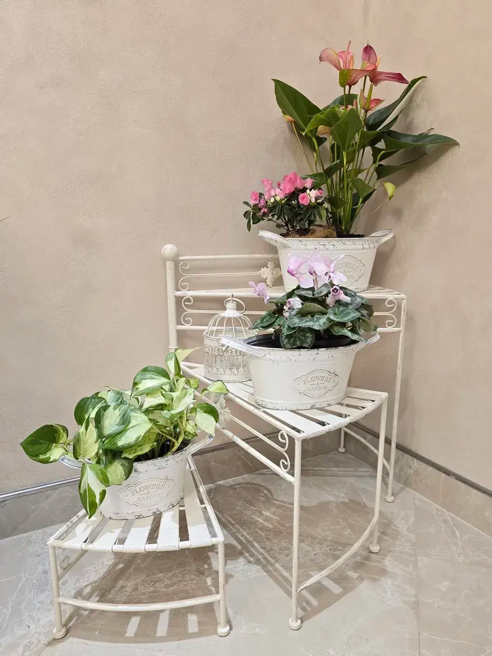 Подставка для цветов напольная металлическая "Прованс"