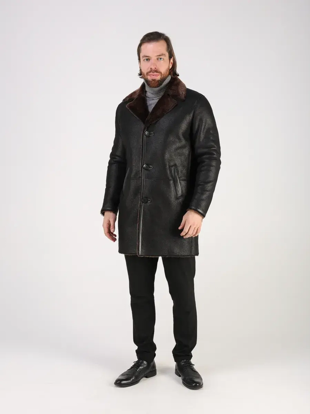 Дубленка зимняя натуральная длинная куртка