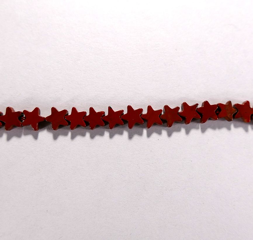 Бусина из яшмы красной, фигурная, 4x4 мм (звезда, гладкая)