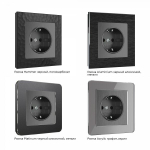 Розетка с заземлением и шторками (графит рифленый)