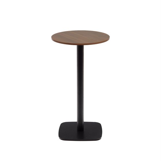 Dina высокий круглый садовый стол ореховый с черной металлической основой Ø 60x96 см