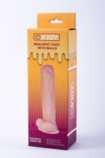 Реалистичный фаллоимитатор на присоске с мошонкой из кибер-кожи Onjoy Realistic Cock With Balls Maximus (Цвет: телесный)