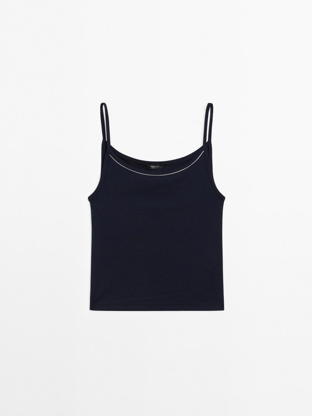 Massimo Dutti Трикотажный топ, темно-синий