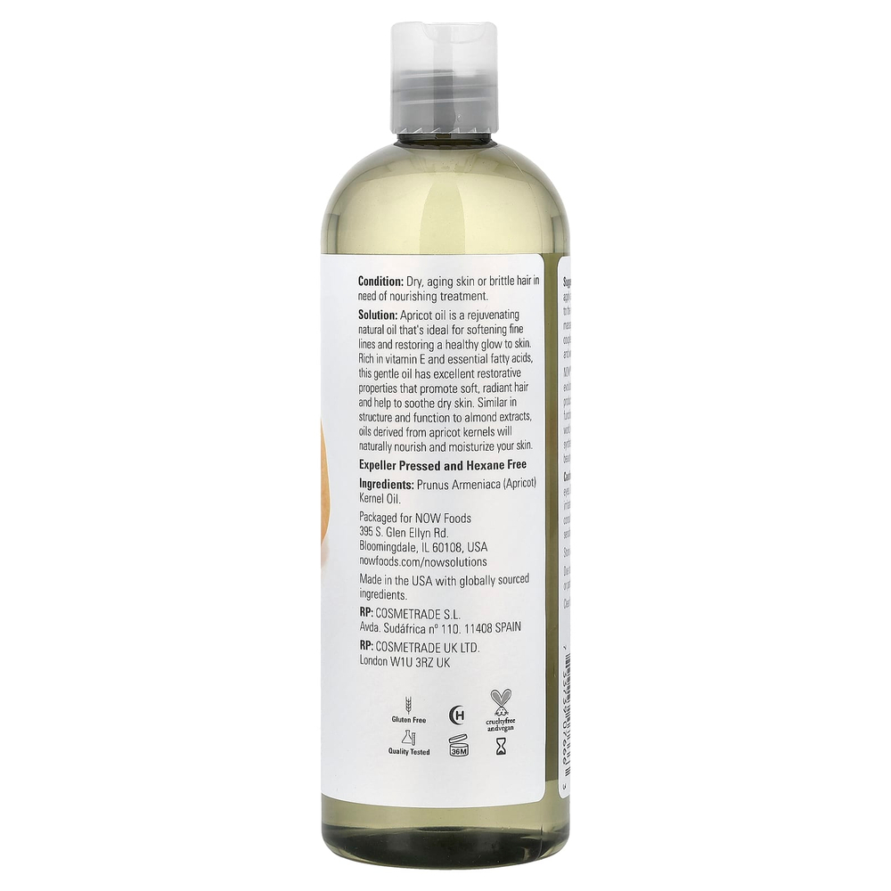 NOW Foods, Solutions, абрикосовое масло, 16 жидких унций (473 мл)