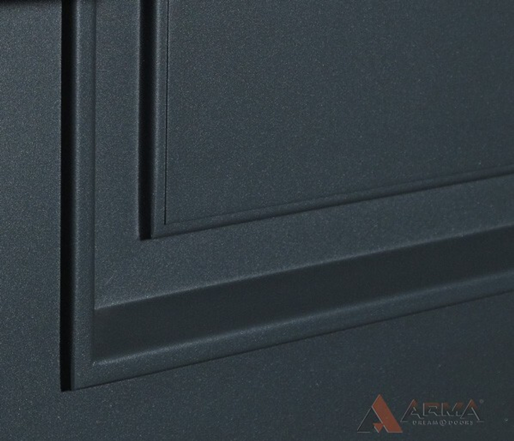 Входная металлическая дверь с ТЕРМОРАЗРЫВОМ Оптима термо муар серый 14 Шагрень черная без текстуры (фурнитура ХРОМ блестящий)