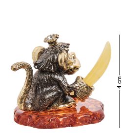 Народные промыслы AM-1147 Фигурка «Обезьяна с бананом Лилу» (латунь, янтарь)