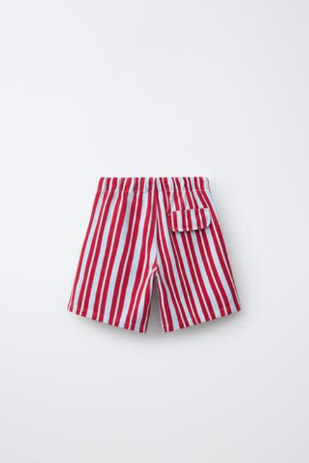 ZARA ШОРТЫ В ПОЛОСКУ, КРАСНАЯ ПОЛОСКА