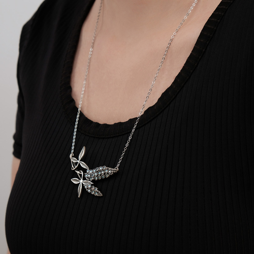 "Черемуха" колье в серебряном покрытии из коллекции "Хрустальный сад" от Jenavi с замком карабин