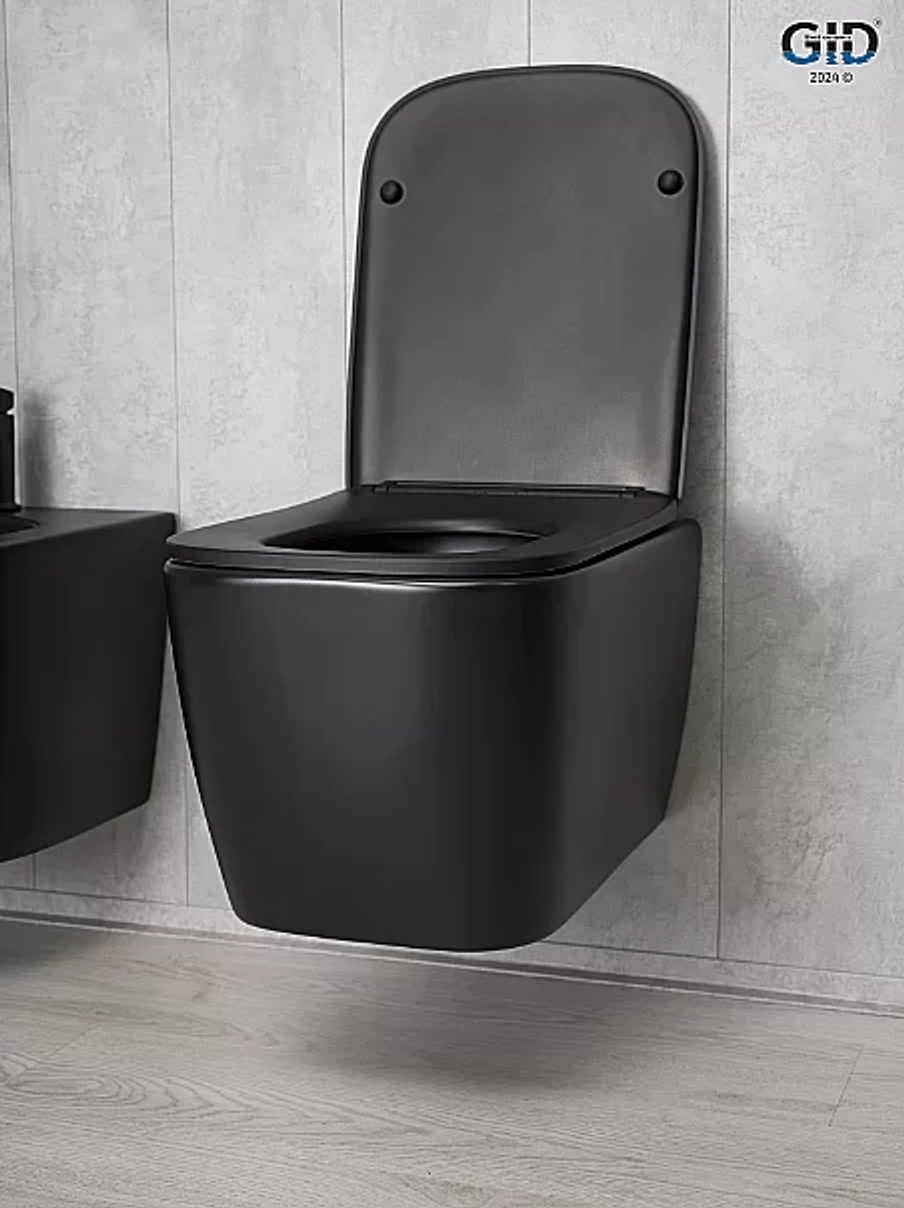 Унитаз подвесной Gid Tr2140Bm черный матовый, безободковый, с крышкой микролифт