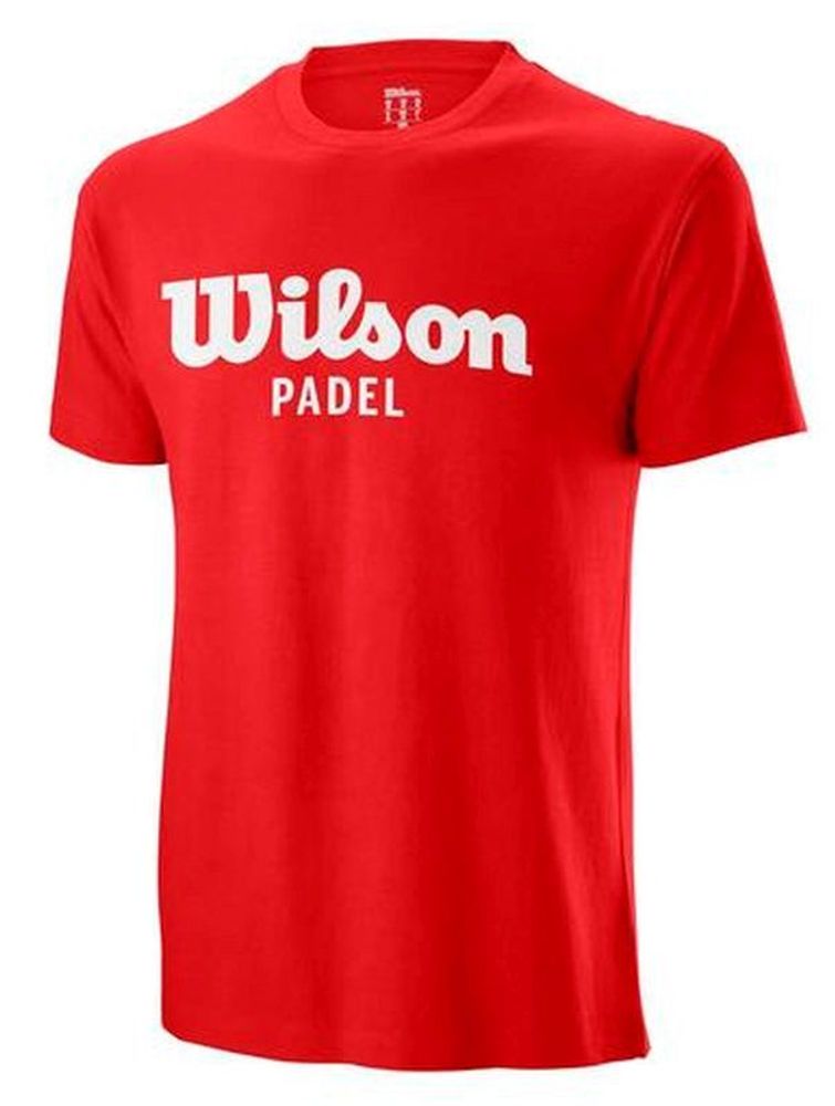 Мужская теннисная футболка Wilson M Padel Script Cotton Tee - wilson red