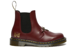 Dr.Dr. Martens Needles 2976 Snaffle Chelsea round-headed vest buckle short-tube Chelsea boots for men and women with the same style cherry red