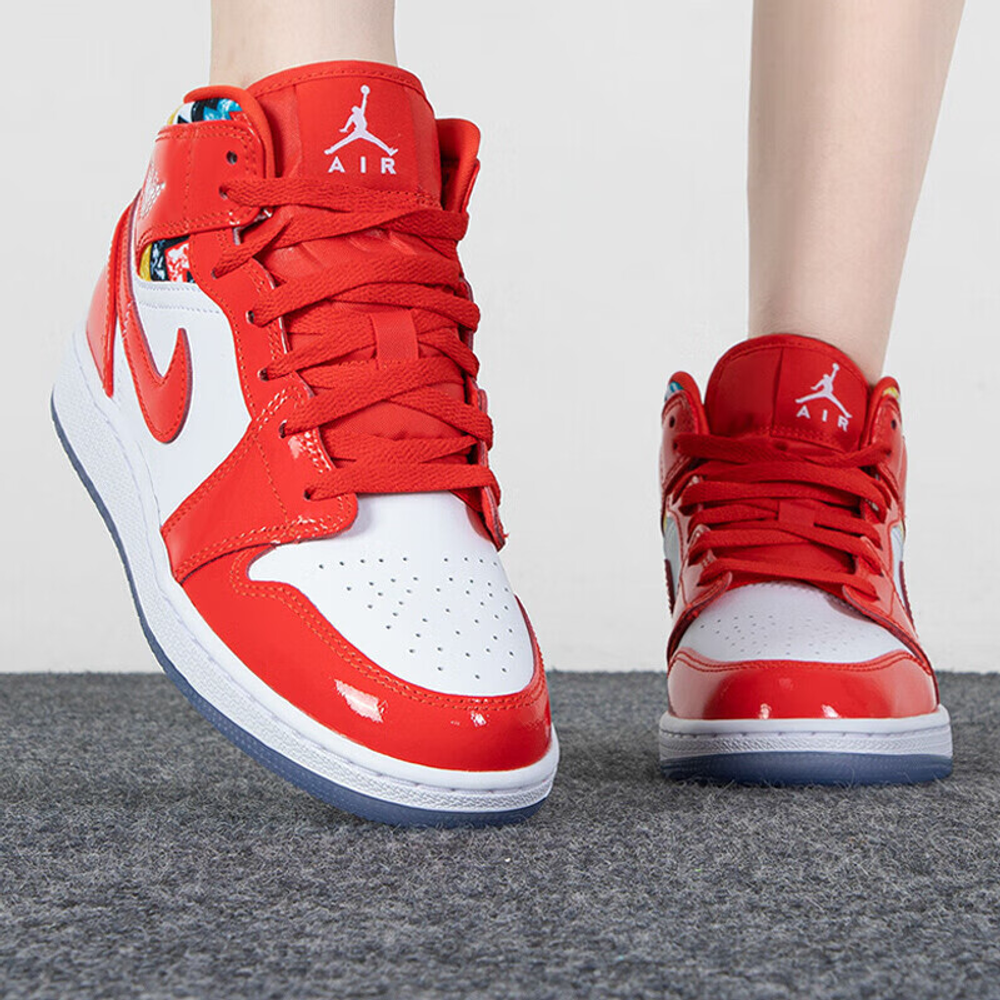 Jordan 1 Mid Barcelona Sweater Red Patent GS