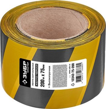 ЗУБР 75 мм, 200 м, желто-черная, сигнальная лента (12242-75-200)