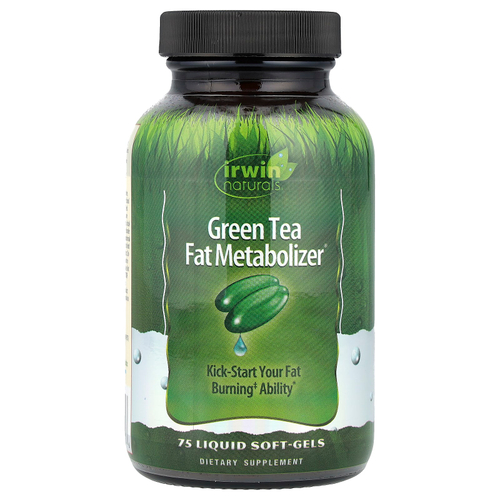 Irwin Naturals, зеленый чай, метаболизм жира, 75 капсул с жидкостью