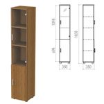 Шкаф закрытый со стеклом "Канц", 350х350х1830 мм, цвет орех пирамидальный (КОМПЛЕКТ)