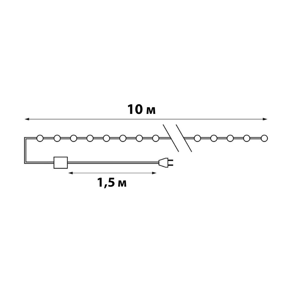 ULD-S1000-100-DTA-RC RGB IP44 Гирлянда светодиодная. 10м. 100 светодиодов. RGB свет. Пульт ДУ в-к. Провод прозрачный. ТМ Uniel