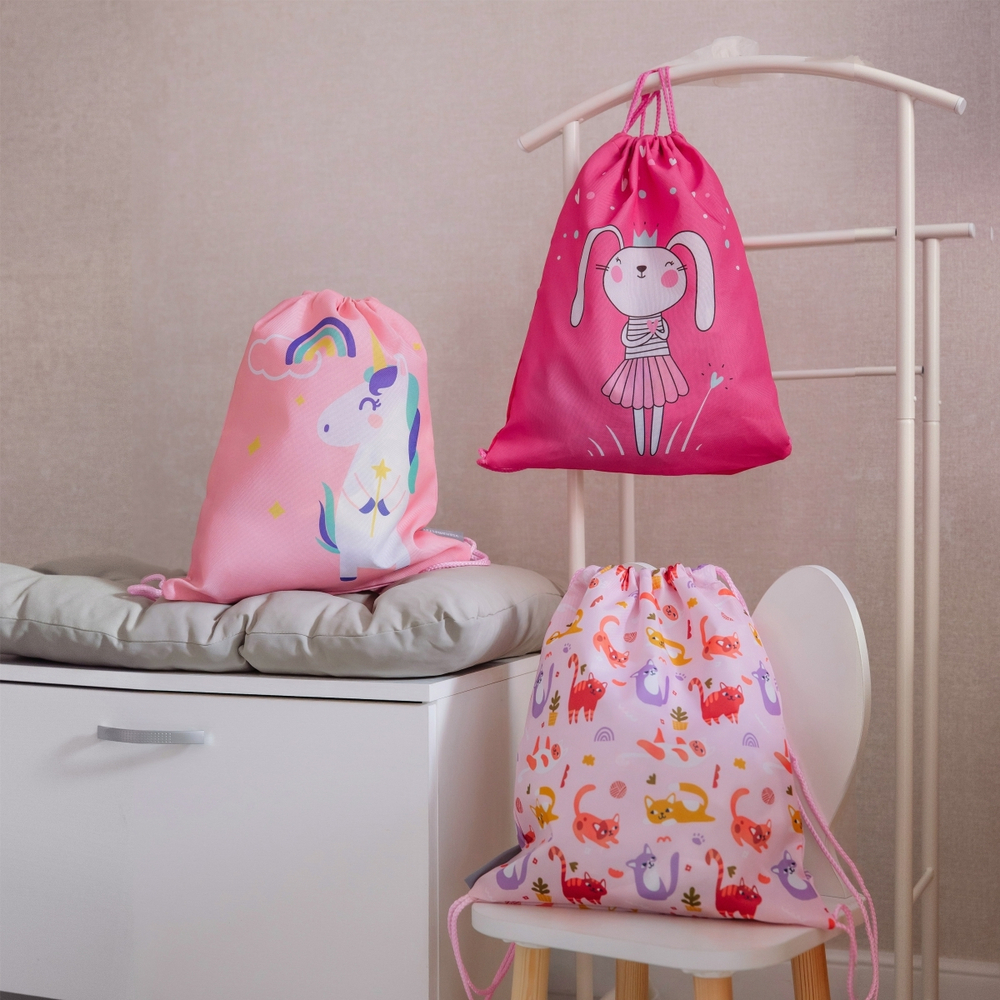 Мешок в садик 33х40, Зайка (фуксия)