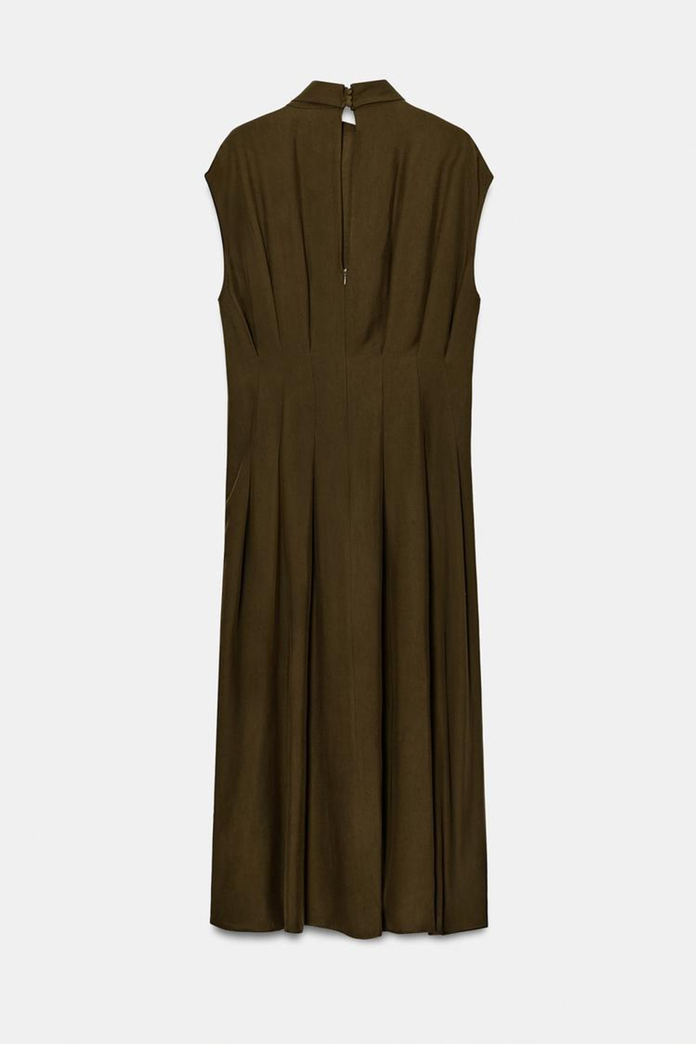 ZARA ПЛАТЬЕ МИДИ С ЗАВЯЗКАМИ — ZW COLLECTION, ХАКИ