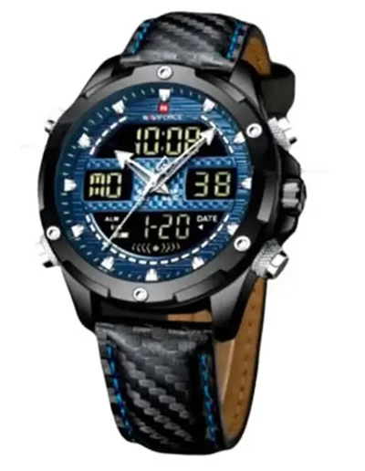 Подарочный набор - часы наручные кварцевые NAVIFORCE на кожаном ремешке, черный W8910-02