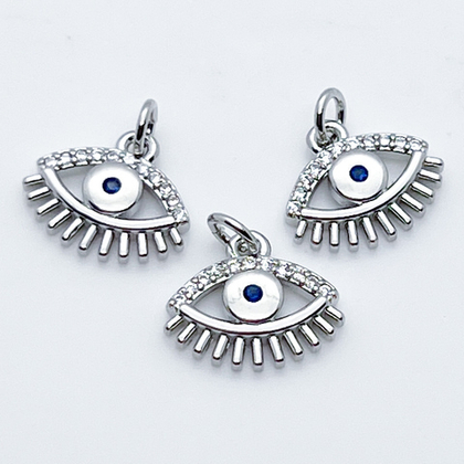 Подвеска Глаз, цвет серебро, фианиты, размер 11*13 мм, цена за 1 шт