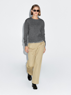 Massimo Dutti Свитер из смесовой шерсти с круглым вырезом, серый