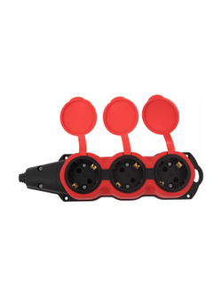 Каучуковая колодка 3 гнезда 16А IP44 с/з красная Gigant RBG-4